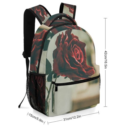 yanfind Children's Backpack  Art Glass Rose Design Vase Decoration Romance Bloom Still Preschool Nursery Travel Bag