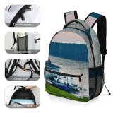 yanfind Children's Backpack Forest Grass Landscape Daylight Travel Island Boat River Outdoors Woods Seashore Lake Preschool Nursery Travel Bag