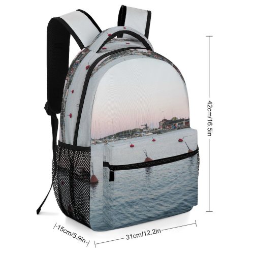 yanfind Children's Backpack Bay Boats Yacht Transporation Port Pier Ripples Watercrafts Harbour Dock Sailboats Harbor Preschool Nursery Travel Bag