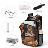yanfind Children's Backpack Festive Landmark Festival Park Carousel Winter Journey City Street Tourism Decor Preschool Nursery Travel Bag