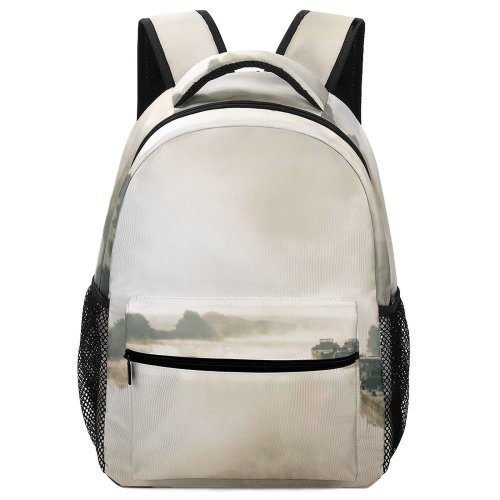 yanfind Children's Backpack Fog Boat Outdoors Mist Transportation Vehicle Building City Urban Landscape Metropolis Town Preschool Nursery Travel Bag