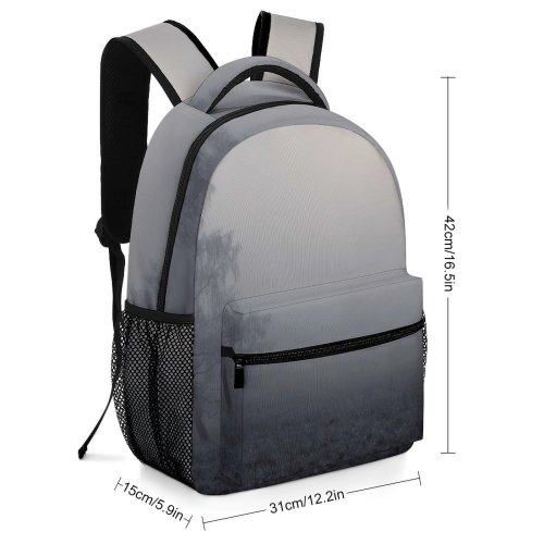 yanfind Children's Backpack Grey Fog Haze Tree Winter Frost Landscape Mist Outdoors Alone Gust Wind Preschool Nursery Travel Bag