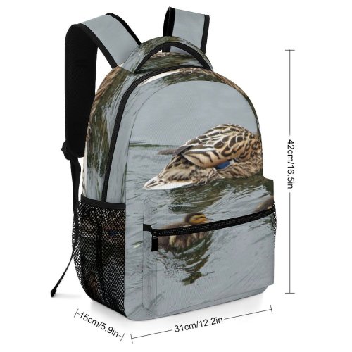 yanfind Children's Backpack Birds Duck Ducks Ducklings Baby River Swim Young Family Spring Bird Vertebrate Preschool Nursery Travel Bag