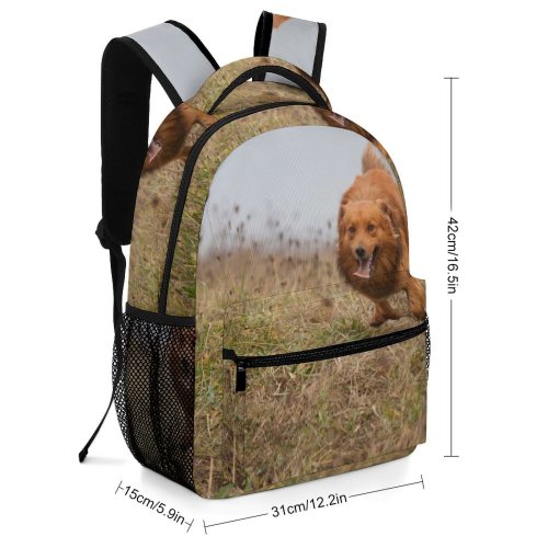 yanfind Children's Backpack Dog Field Autumn Vertebrate Canidae Carnivore Sporting Scotia Duck Tolling Wildlife Grass Preschool Nursery Travel Bag