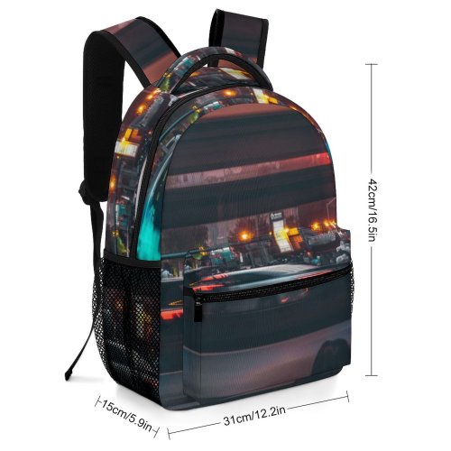 yanfind Children's Backpack Drive Street City Dark Time Illuminated Lights Downtown Lapse Fast Citylights Preschool Nursery Travel Bag