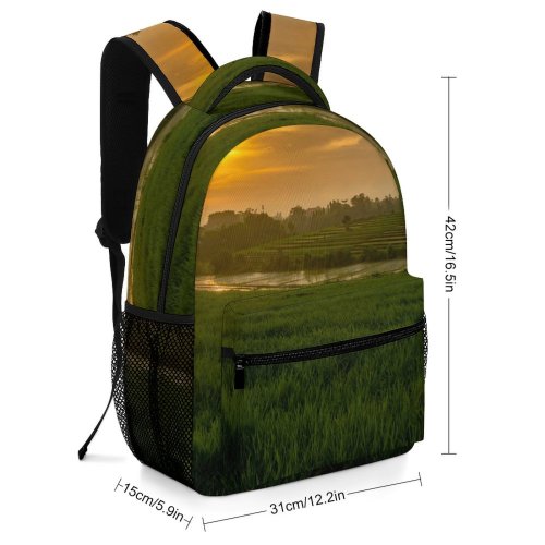 yanfind Children's Backpack Field Grassland Outdoors Canggu Countryside Paddy Бадунг Бали Индонезия Grass Plant Bali Preschool Nursery Travel Bag