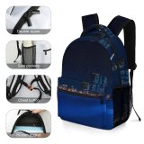 yanfind Children's Backpack  City Lights Downtown Cityscape Sunset Evening  Light Building River Architecture Preschool Nursery Travel Bag