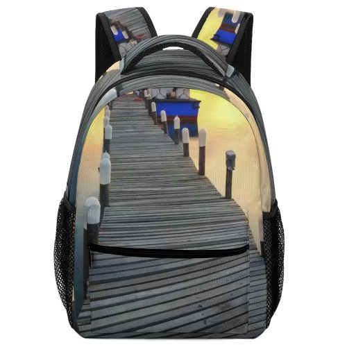 yanfind Children's Backpack Beautiful Sunset Landscape Daylight Transport Pier Travel Light Moment Sunrise Boat Transportation Preschool Nursery Travel Bag