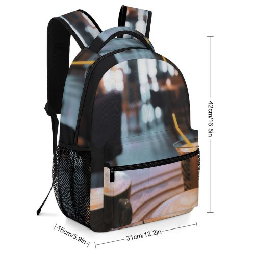 yanfind Children's Backpack Focus Delicious Cafeteria Design Straw Lights Caffeine Cup Table Wooden Restaurant Cups Preschool Nursery Travel Bag