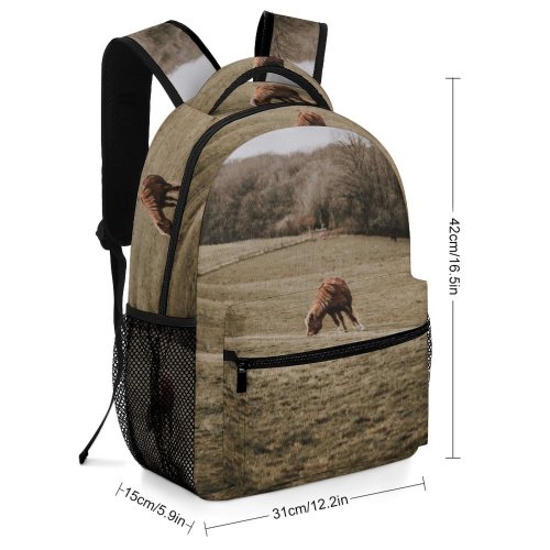 yanfind Children's Backpack Field Grassland Outdoors Countryside Farm Rural Grazing Meadow Pasture Ranch Horse France Preschool Nursery Travel Bag