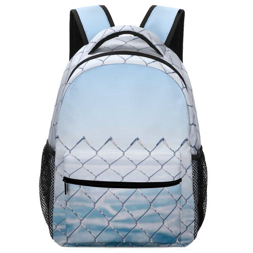 yanfind Children's Backpack Fence Chicago United States Fog Mist Cloud Landscape Snow Chainlink Winter Purple Preschool Nursery Travel Bag