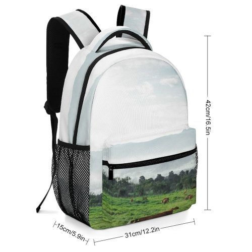 yanfind Children's Backpack Cattle Cow Field Grassland Outdoors Countryside Farm Rural Grazing Meadow Pasture Ranch Preschool Nursery Travel Bag
