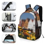 yanfind Children's Backpack  Floral City Rural Flowers Season Daylight Sunny Buildings  Growth Houses Preschool Nursery Travel Bag