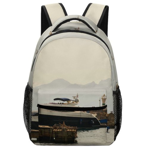 yanfind Children's Backpack Bay Harbour Boat Dock Pier Coast Transportation Sea Outdoors Watercraft Marina System Preschool Nursery Travel Bag