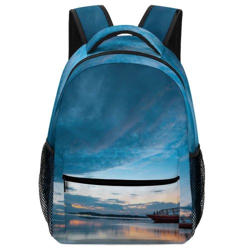 yanfind Children's Backpack Bali Waters Dawn Sunrise Boat Sky Evening Watercraft Sunset Dusk Ocean Reflection Preschool Nursery Travel Bag