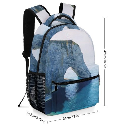yanfind Children's Backpack Cliff Outdoors Promontory Étretat Francia Scenery Sea Ocean Coast Sand Summer France Preschool Nursery Travel Bag