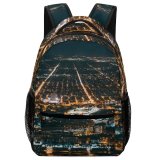 yanfind Children's Backpack Above From Urban Evening Chicago City Illuminated Lights Downtown  Cityscape Bird's Preschool Nursery Travel Bag
