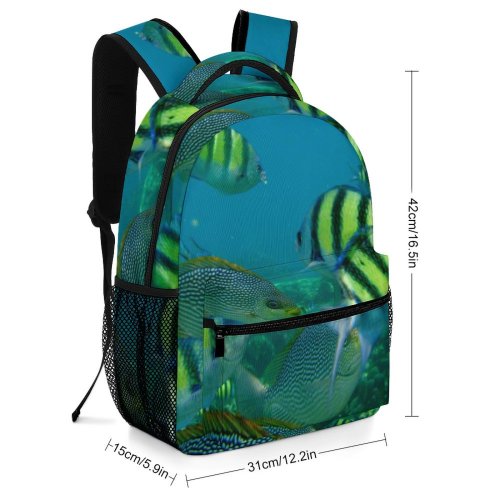 yanfind Children's Backpack Fish Sea Ocean Coral Reef Underwater Sealife Bananafish Marine Biology Organism Pomacanthidae Preschool Nursery Travel Bag