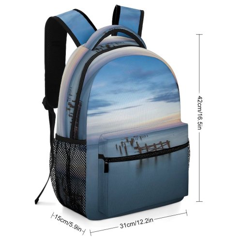 yanfind Children's Backpack Bay Landscape Pier Travel Island Boat Dock Village Outdoors Seashore Reflection Dawn Preschool Nursery Travel Bag