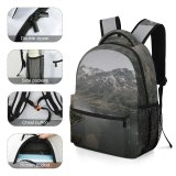 yanfind Children's Backpack Grey Outdoors  Slope Range Scenery Landscape Promontory Peak Land  Aerial Preschool Nursery Travel Bag