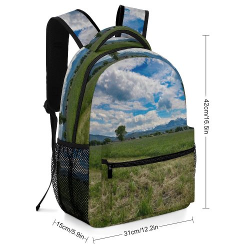 yanfind Children's Backpack Field Grassland Outdoors Countryside Farm Rural Meadow Land Grass Plant Pasture Cloud Preschool Nursery Travel Bag