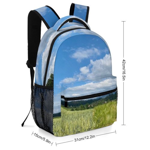 yanfind Children's Backpack Field Outdoors Grassland Sunnenbergweg Uster Schweiz Countryside Sky Rural Meadow Farm Plant Preschool Nursery Travel Bag