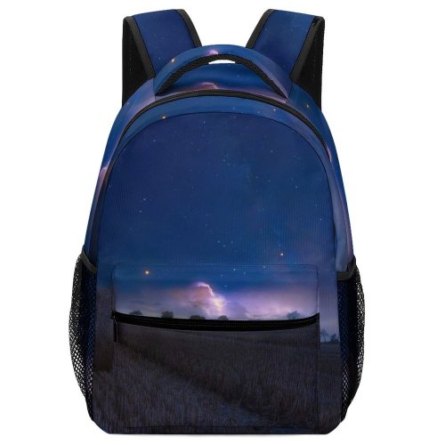 yanfind Children's Backpack Farm Dark Rural Hay Landscape Evening Hayfield Travel Farmland Bales Field Light Preschool Nursery Travel Bag