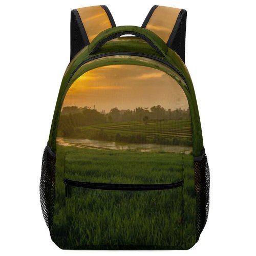 yanfind Children's Backpack Field Grassland Outdoors Canggu Countryside Paddy Бадунг Бали Индонезия Grass Plant Bali Preschool Nursery Travel Bag