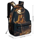 yanfind Children's Backpack Golden Dark Kitchenware Caffeine Cup Kettle Wood Table Still Vintage Pitcher Preschool Nursery Travel Bag