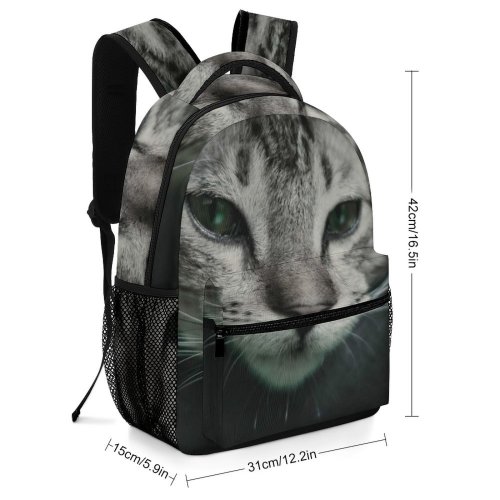 yanfind Children's Backpack Young Grey Pet Kitten Portrait Tabby Curiosity Cute Little Sit Cat Preschool Nursery Travel Bag