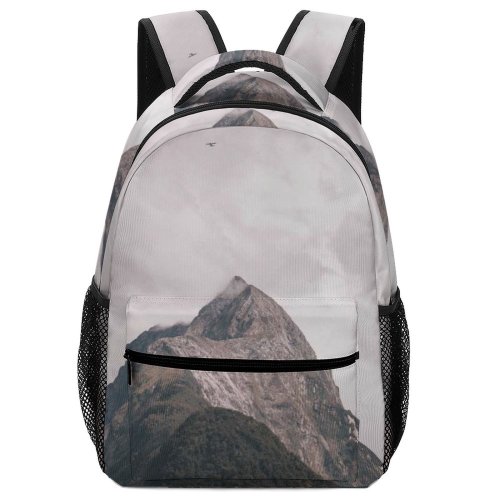 yanfind Children's Backpack Grey  Outdoors Range Peak Zealand Milford Sound Southland Slope Birds Cliff Preschool Nursery Travel Bag