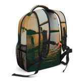yanfind Children's Backpack Boats Calming Paddle Serene Golden Afterglow Scenery Clouds Sunset Cloudiness Paddling Ripples Preschool Nursery Travel Bag