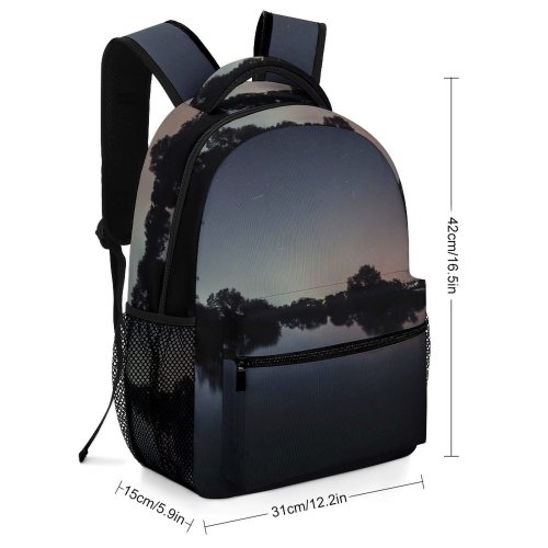 yanfind Children's Backpack Backlit Scenery Evening Space Galaxy Peaceful Waters Tranquil Outdoors Scenic Idyllic Starry Preschool Nursery Travel Bag