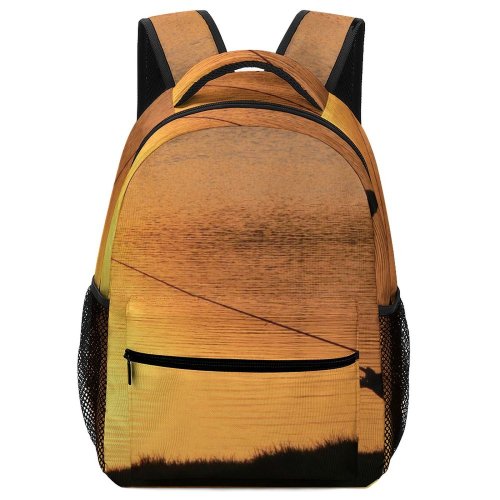yanfind Children's Backpack Fish Fisherman Sport Fishing Rod Angling Sky Recreational Casting (fishing) Sunset Preschool Nursery Travel Bag