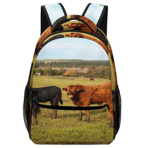 yanfind Children's Backpack Cow Cattle Field Grassland Outdoors Countryside Farm Pasture Rural Meadow Ranch Bull Preschool Nursery Travel Bag