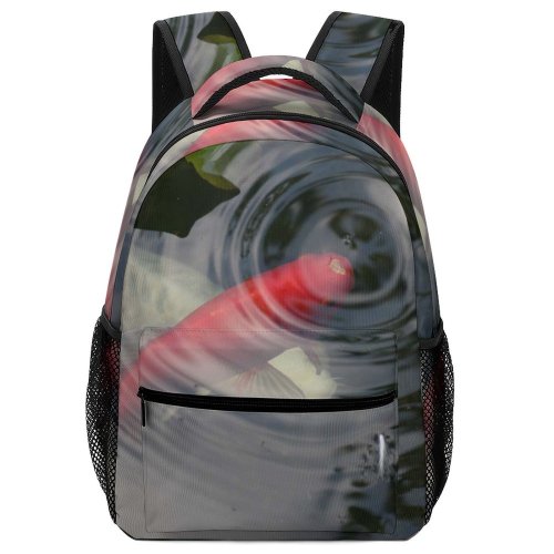 yanfind Children's Backpack Fish Koi Garden Pond Summer Goldfish Leaf Botany Aquatic Plant Reflection Preschool Nursery Travel Bag