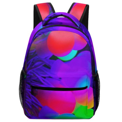 yanfind Children's Backpack  Bokeh Focus Colorful Christmas String Illuminated Lights Defocused Glowing Preschool Nursery Travel Bag