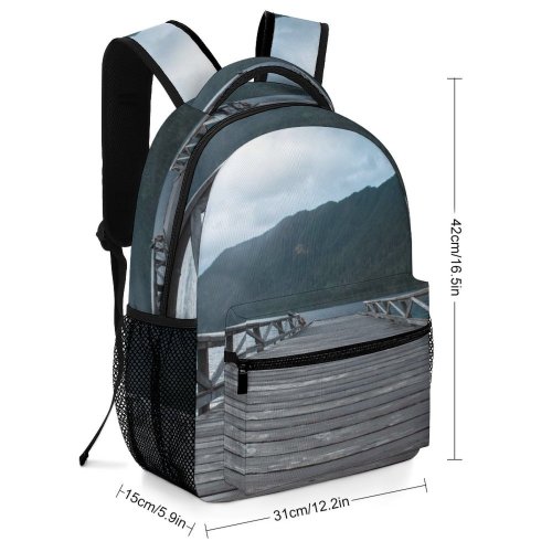yanfind Children's Backpack Dock Pier Waterfront Port Olympic Peninsula Washington Usa Grey   Building Preschool Nursery Travel Bag