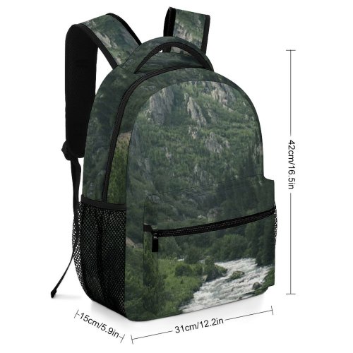 yanfind Children's Backpack Forest Scenery Clouds Grass Landscape Daylight Mountains Rapids Sight River Scenic Outdoors Preschool Nursery Travel Bag