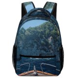 yanfind Children's Backpack Bay Boating Boats Tourism Coast Erosion Rocky Scenery Sunlight Formation Landscape Daylight Preschool Nursery Travel Bag