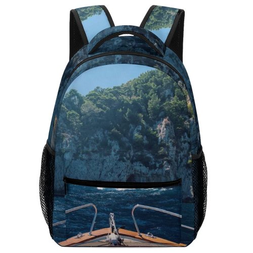 yanfind Children's Backpack Bay Boating Boats Tourism Coast Erosion Rocky Scenery Sunlight Formation Landscape Daylight Preschool Nursery Travel Bag