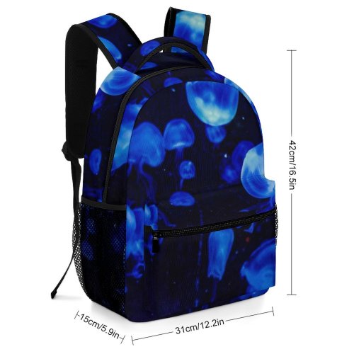 yanfind Children's Backpack Dark H Science Insubstantial Underwater Aquatic Jellyfish Marine Aquarium Luminescence Tropical Abstract Preschool Nursery Travel Bag
