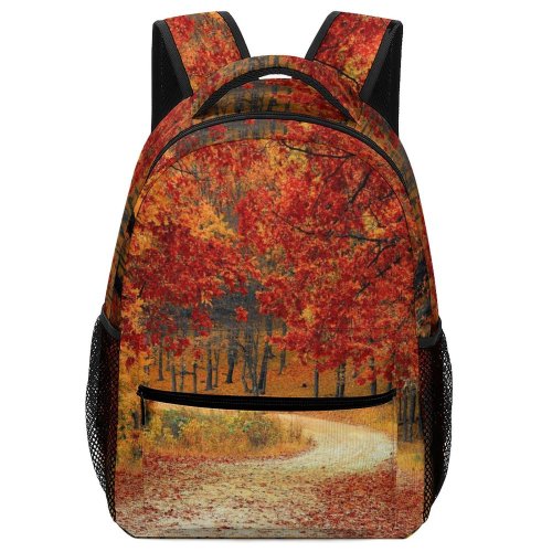 yanfind Children's Backpack Forest Desktop Autumn Colorful Woods Fall Leaves Road Path Trees Colourful Preschool Nursery Travel Bag