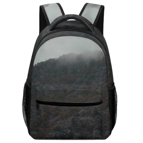 yanfind Children's Backpack Grey Outdoors Landscape  Scenery Slope Plateau Range Fog Land  Tree Preschool Nursery Travel Bag