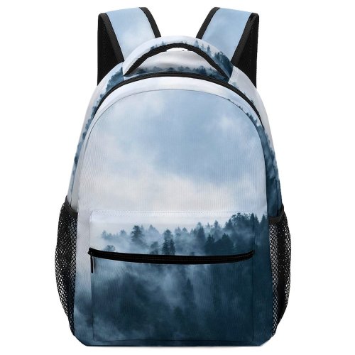 yanfind Children's Backpack Fir Wilderness Fog Foggy Murky Forest Pine Woods Trees Conifers Misty Mist Preschool Nursery Travel Bag