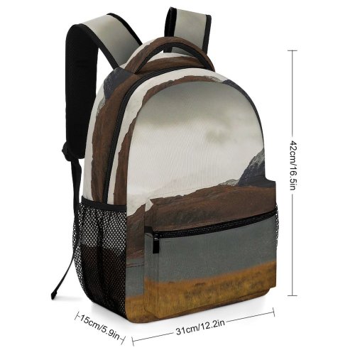 yanfind Children's Backpack Landscape Countryside Highlands Promontory Creative Slope Tundra Pictures Sea Outdoors Grey Preschool Nursery Travel Bag