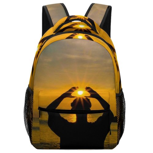 yanfind Children's Backpack Backlit Afterglow Scenery Clouds Sunset Oceanside Beach  Sunrise Scenic Glare Seashore Preschool Nursery Travel Bag