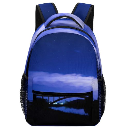 yanfind Children's Backpack Backlit Landscape Sky Evening Silhouette River  Mystical Outdoors Starry Night Trees Preschool Nursery Travel Bag