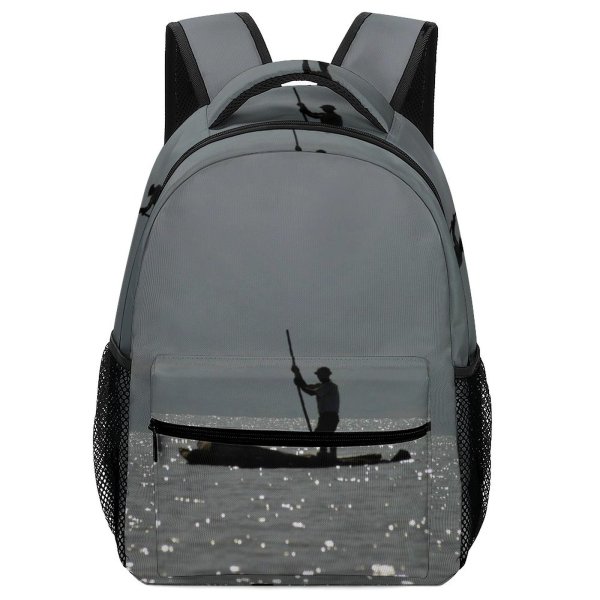 yanfind Children's Backpack Fisherman Lake Chamo Ethiopia Africa Stand Paddle Surfing Sky Sea Calm Recreation Preschool Nursery Travel Bag