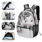 yanfind Children's Backpack Building Housing Outdoors Cottage Snow  Grey Plant Tree Winter Fir Abies Preschool Nursery Travel Bag